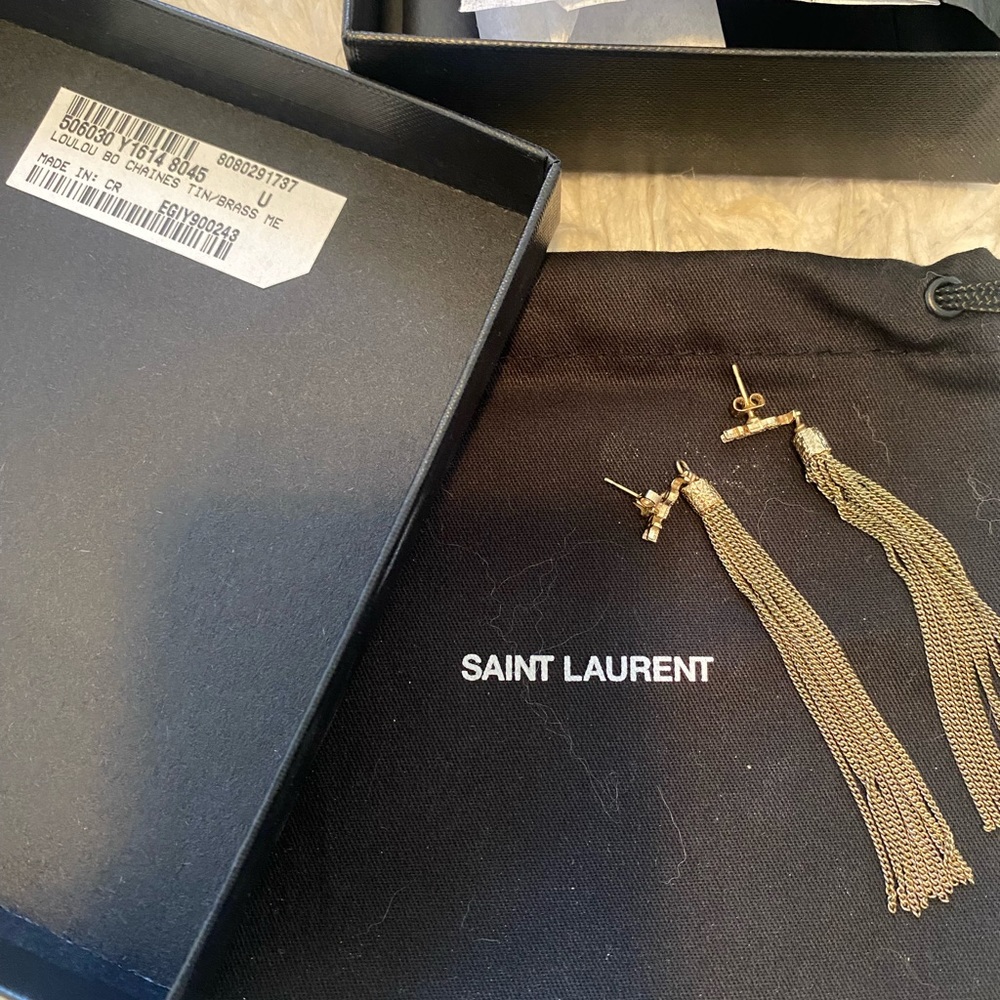 Saint Laurent Gold Tassel Earrings - Picture 2 of 2
